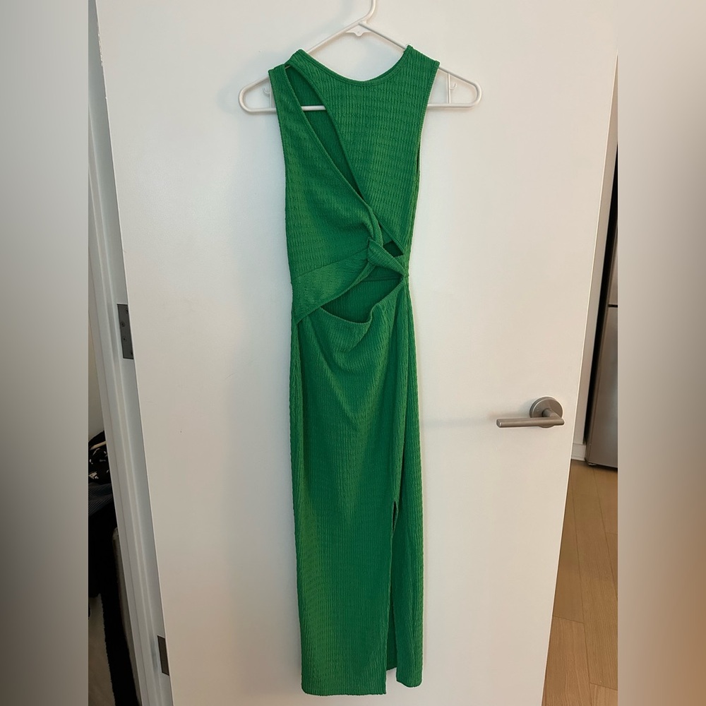 Twist Front Green Women's Dress